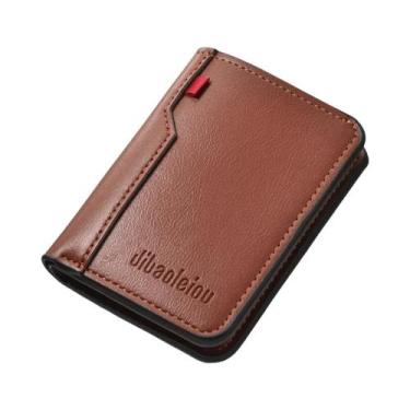 Imagem de Carteira Masculina Ultra-Fina Vertical Curta Em Couro PU, Carteira De 