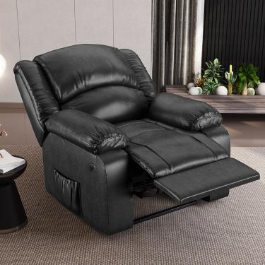 Imagem de Poltrona do Papai Reclinável Melim Power Elétrica Massagem PU Preto Brilho FH1 - D'Rossi