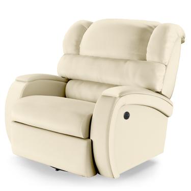 Imagem de Poltrona do Papai Reclinável Napoli Glider Giratória USB PU Bege FH1 - D'Rossi