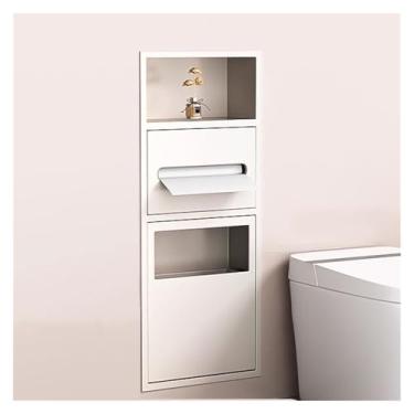 Imagem de Nicho de chuveiro de aço inoxidável e suporte de papel higiênico embutido - Prateleira multifuncional integrada para banheiro, cozinha, sala de estar, fácil instalação, design durável