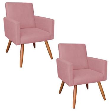 Imagem de Kit 02 Poltronas Larissa Suede Pés Palito Castanho D'Rossi - DRossi, R