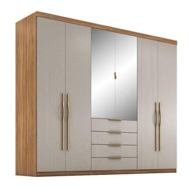 Imagem de Guarda Roupa Casal Giardino 6 Portas Amêndola Nude Prime Tx Com Espelho - Demóbile