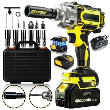 Imagem de Kit Furadeira Parafusadera Chave De Impacto 48v 2 Bateria Bivolt com M