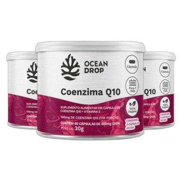 Imagem de Combo 3X Coenzima Q10 Vitamina E 60Caps 500Mg - Ocean Drop