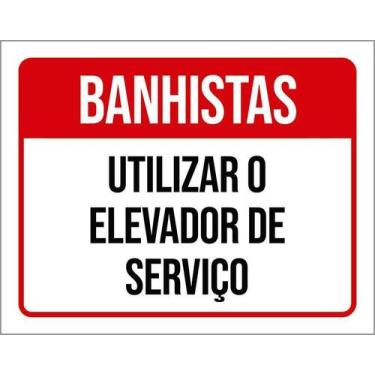 Imagem de Kit 5 Placa Acm Banhistas Utilizar Elevador De Serviço 18X23 - Sinaliz