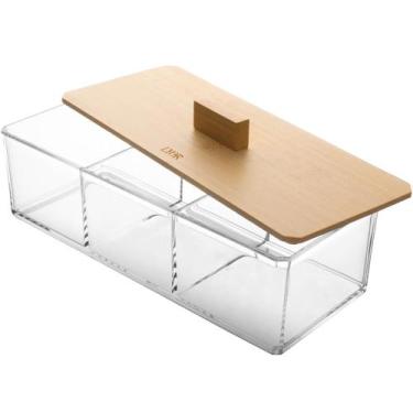 Imagem de Caixa para Chá Tampa Bambu Lyor My Box 3 Divisórias Organizador de Joi