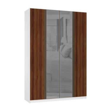 Imagem de Guarda Roupa 4 Portas 3 Gavetas 159,2 Cm Com Vidro Reflecta Prata Prime Luciane Móveis