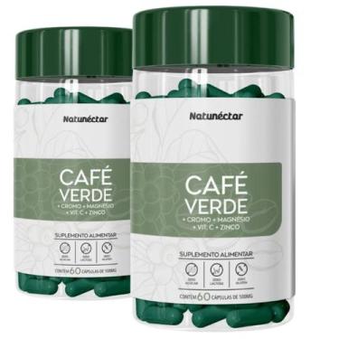 Imagem de Kit 2 Frasco Extrato Café Verde Suplemento Alimentar Natural Coffee Gr