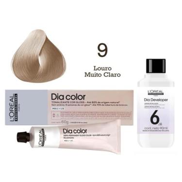 Imagem de Tonalizante Dia Color 9 Louro Muito Claro + Emulsão Reveladora 6v  L'O
