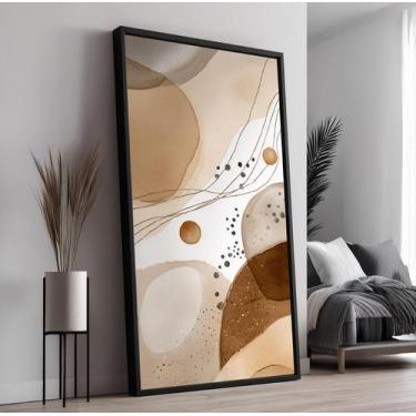 Imagem de Quadro com Moldura e Acrilico Cristal Vidro Abstrato Marrom Linhas par