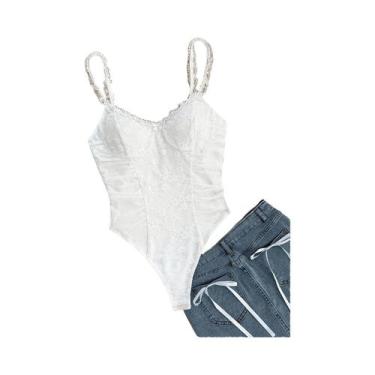 Imagem de Camisola Feminina De Verão Em Tricô Com Renda Casual Retrô Com Borda D