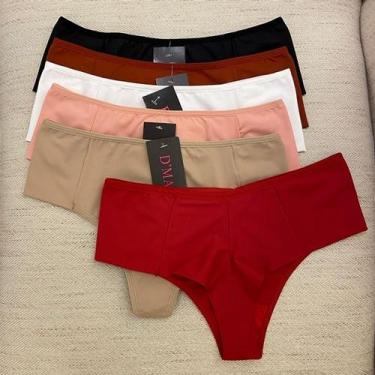 Imagem de Kit 6 Calcinhas Rose Fio Duplo Dmauli - Variadas, M