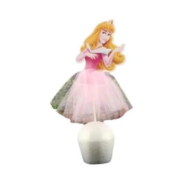 Imagem de Toppers De Bolo Da Princesa Disney Com Glitter Rosa Para Chá De Bebê, 