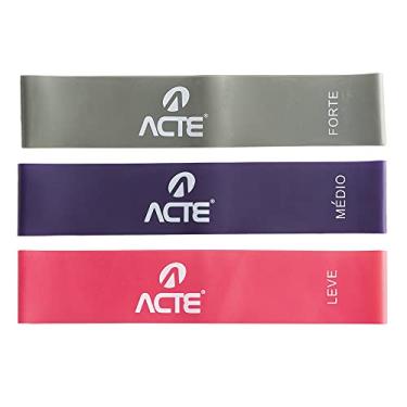 Imagem de Acte, Kit Faixa Elastica T71-R, Látex, 3 Resistências, 50cm - Academia, Yoga e Pilates - Rosa