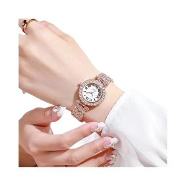 Imagem de Relógio De Luxo Feminino Com Quartzo, Mostrador Roma Com Strass, Moda 