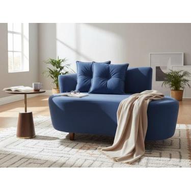 Imagem de Namoradeira Sofá Feijão Suria 150cm Orgânica Suede Azul Marinho - Mans
