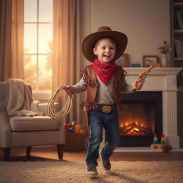 Imagem de Kit Infantil Fantasia Cowboy G com Chapéu e Cinto Acessórios Tamanho G