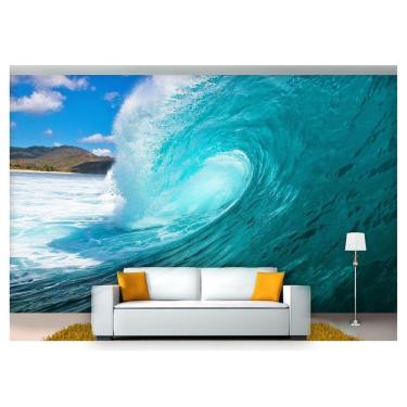 Imagem de Papel De Parede Praia Mar Onda Quebrando Tubo  Npr255