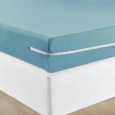 Imagem de Capa Protetora de Colchão Solteiro Em Tecido Poliester c Zíper Azul - 