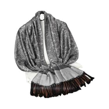 Imagem de Cachecol De Pashmina Com Padrão Paisley E Franjas, Estilo Étnico, Casu