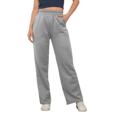 Imagem de Calça Wide Leg Pantalona Moletom Feminina-Feminino