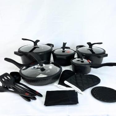 Imagem de Jogo de Panelas Cerâmica 17 Peças Antiaderente - Fundo Triplo Indução,