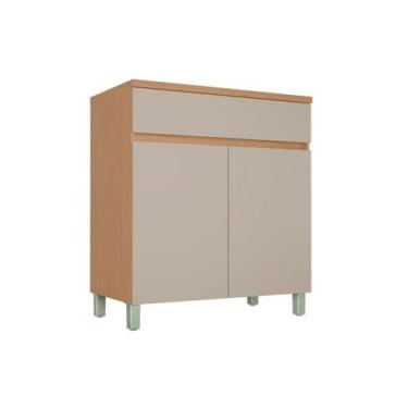 Imagem de Balcão Cozinha Nesher Realeza c/ 2 Portas 1Gav 80cm Carvalho/Greice