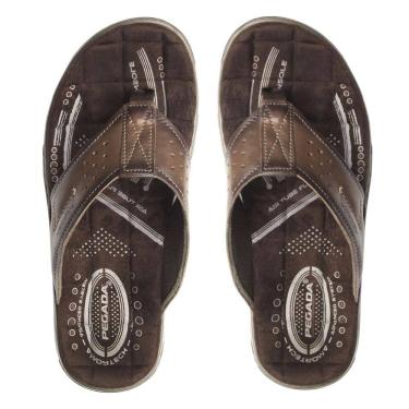 Imagem de Chinelo de Dedo Masculino em Couro Dia a Dia Conforto Pegada