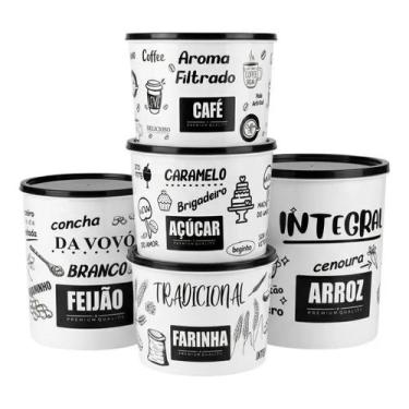 Imagem de Kit 5 Potes Arroz Feijao Cafe Acucar Vedacao Bpa Free - Uzy