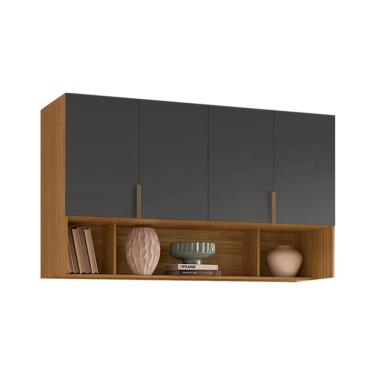 Imagem de Guarda-Roupa Modulado Aéreo Altezza Clean 4 Portas Freijó e Titânio 150 cm