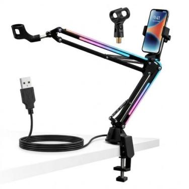 Imagem de Suporte de Mesa para Microfone e Celular Braço Articulado Ajustável RG