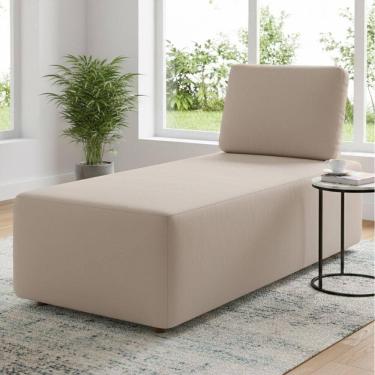 Imagem de Sofá Chaise Modular 74cm Sala De Estar Rovier Veludo Bege Z32 - Mpozenato