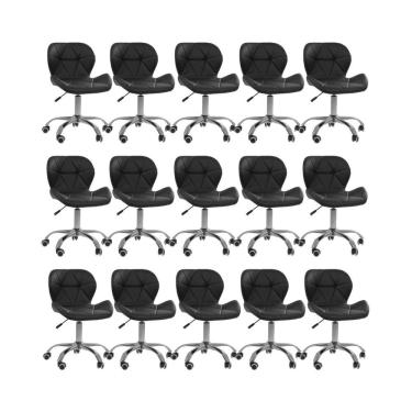 Imagem de Kit 15 Cadeiras Office Eiffel Slim Ajustável Oficial Preta