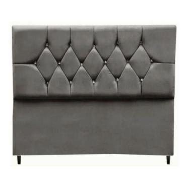 Imagem de Cabeceira Cama Box Estofada Casal 140 Cm Geovana Suede Cinza - PARÔ MÓ