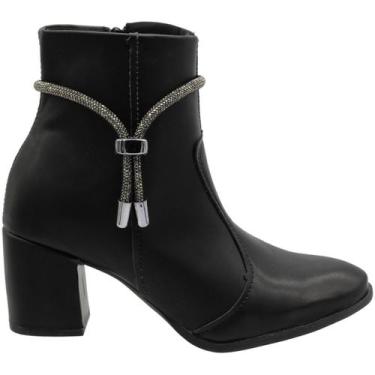 Imagem de Bota Cano Curto Marina Carvalho Salto Médio Feminina, Preto, 36