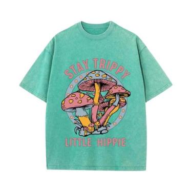 Imagem de Camisetas Femininas De Algodão Lavado Para O Verão Com Estampa De Cogu