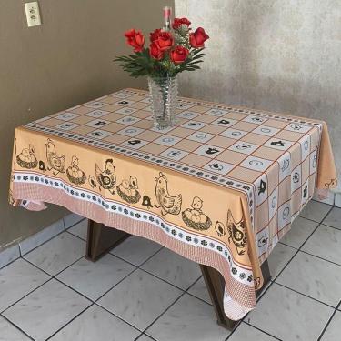 Imagem de Toalha de Mesa Oxford Retangular 6 Lugares Modelo Desenhos 1,50x2,00 Estampa Natalina Vermelho Panos