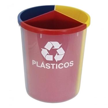 Imagem de Lixeira com 3 Divisórias para Coleta Seletiva MIX-3 30L em Polietileno para Escritório