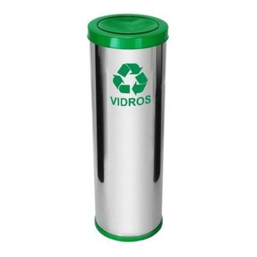 Imagem de Lixeira em Aço Inox com Tampa Meia Esfera Pintada 30 Litros 30L Higipack