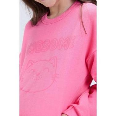 Imagem de Conjunto Infantil Feminino Moletom Cropped Gatinho com Saia-Feminino
