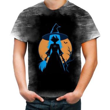 Imagem de Camiseta Desgaste Bruxa Halloween Azul Festa 11 - Kasubeck Store, G
