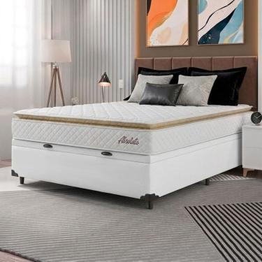 Imagem de Cama Box Baú Colchão Casal Molas Ensacadas Absoluto Pillow Top 138x188x64cm
