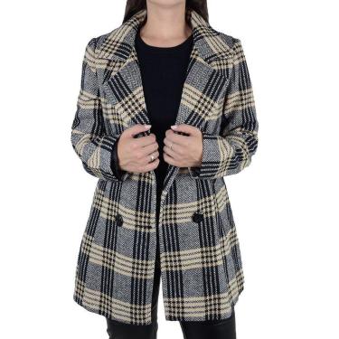 Imagem de Casaco Feminino Facinelli By Mooncity Xadrez Marrom Cafe - 6-Feminino