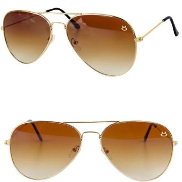 Imagem de oculos sol aviador masculino aço inox marrom qualidade premium present