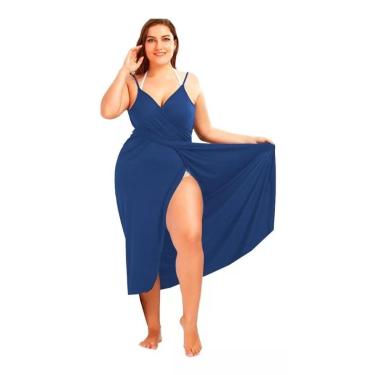 Imagem de Canga de Amarrar Saída de Praia Midi Plus Size Vestido Modelador Verao Piscina Férias-F...