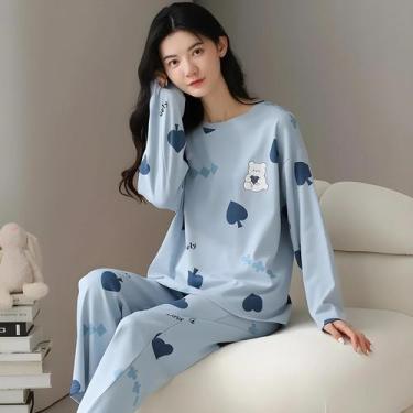 Imagem de Conjunto De Pijama Feminino De Manga Longa Com Estampa De Desenho Anim