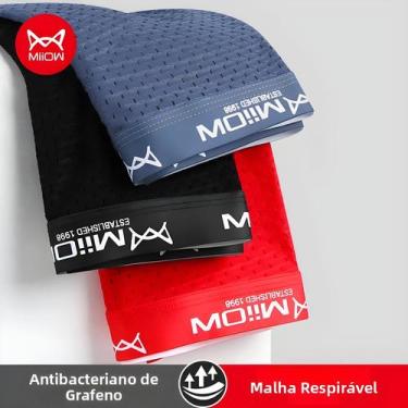 Imagem de Cuecas Boxer Masculinas De Seda Gelada Tamanho Grande, Kit Com 3 Peças