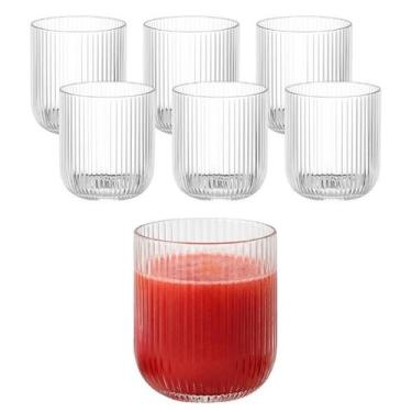 Imagem de Kit 6 Copos Baixo De Vidro Versalhes Grafiatto Transparente Canelado 2