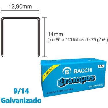 Imagem de Grampo para Grampeador 9/14 Galvanizado 5000 Grampos Caixa - Bacchi