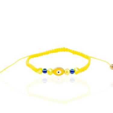Imagem de Pulseira feminina amarela pingente olho grego - Brimatto
